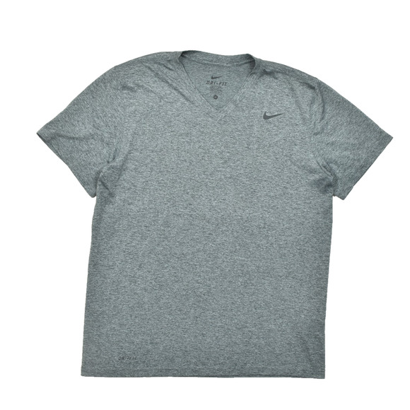 Nike Dri-Fit Men's V-Neck Athletic Tee Shirt Regular Size M Gray Gym Run - Picture 1 of 8